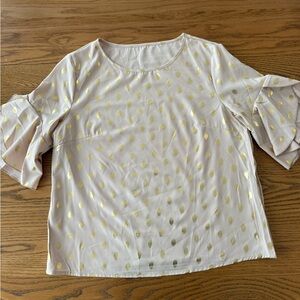 Women’s Cream Blouse with Gold Foil Dot Detail